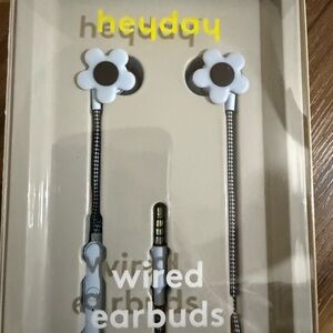 Heyday Floral Wired Earbuds - White and Brown